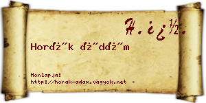 Horák Ádám névjegykártya