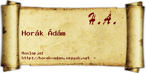 Horák Ádám névjegykártya
